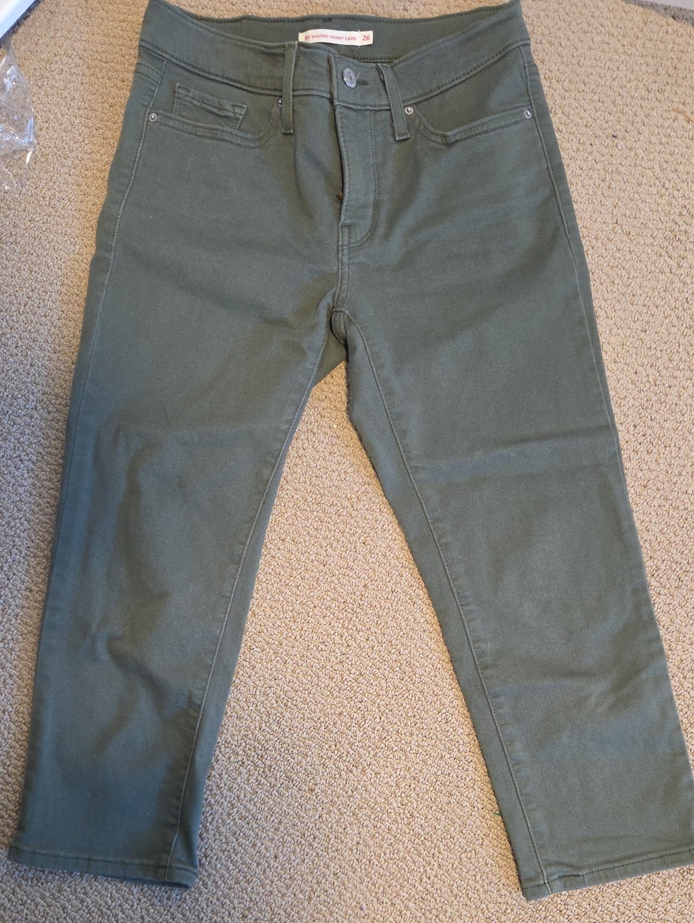 Levi's 311 Shaping Skinny Capri Jeans Olive Green Size 26